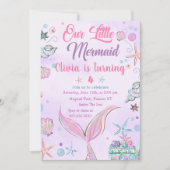 Aquarelle mauve de sirène Invitation d'anniversair (Devant)