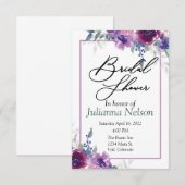 Aquarelle mauve et mauve invitation florale (Devant / Derrière)