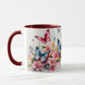 Aquarelle Mélange Beurre Maroon Fleurs Mug (Gauche)