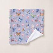 Aquarelle Mélange de papillons et de fleurs coloré (Gant de toilette)