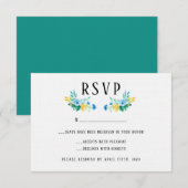 Aquarelle Mer Bleu Floral Mariage RSVP (Devant / Derrière)