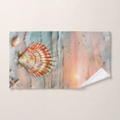 Aquarelle Mer Tranquille Pêche et Orange Coquillag (Serviette à main)
