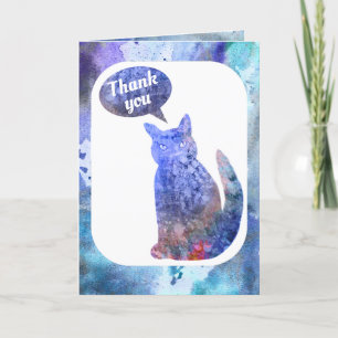 Aquarelle Merci Bleu Et Blanc