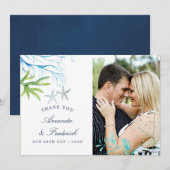 Aquarelle Merci de mariage de plage d'algues (Devant / Derrière)