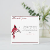 Aquarelle Merci funéraire cardinal rouge (Debout devant)