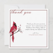 Aquarelle Merci funéraire cardinal rouge (Devant)