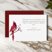 Aquarelle Merci funéraire cardinal rouge