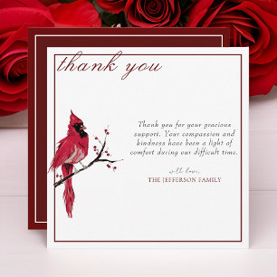 Aquarelle Merci funéraire cardinal rouge