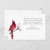 Aquarelle Merci funéraire cardinal rouge (Devant / Derrière)