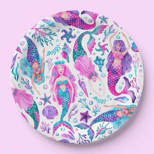 Aquarelle Mermaids Coquilles de mer + Assiette Ann