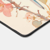 Aquarelle Mésange Fleur de Pêcher Corail Orange (Coin)