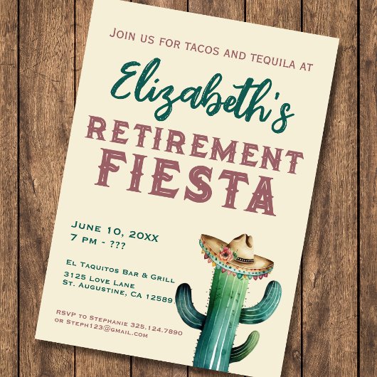 Aquarelle mexicaine Fiesta Retraite Invitation