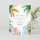 Aquarelle MIAMI Faire-part de mariage (Debout devant)