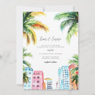 Aquarelle MIAMI Faire-part de mariage