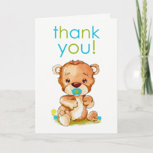 Aquarelle mignonne Bébé Ours Garçon Merci