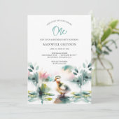 Aquarelle mignonne Canard Invitation anniversaire (Debout devant)