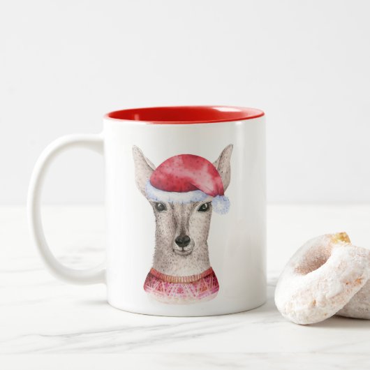 Aquarelle mignonne Christmas Deer Mug (Avec donut)