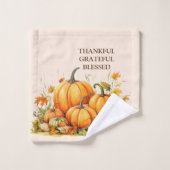 Aquarelle mignonne Citrouille Merci gracieux béni (Gant de toilette)