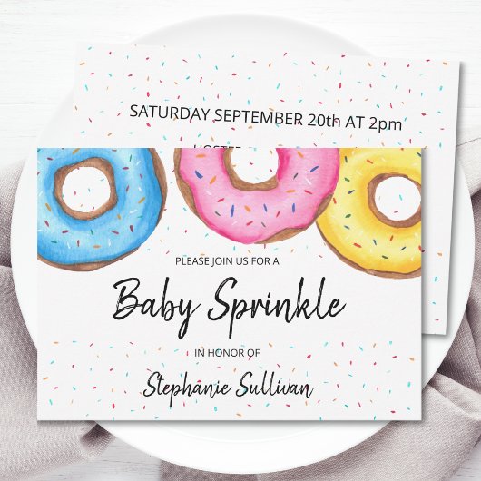 Aquarelle mignonne Donuts Baby Sprinkle Invitation