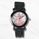 Aquarelle mignonne Fée Rose Papillons Fille<br><div class="desc">Cute Aquarelle rose Fairy Girly Butterflies Kids Girls eWatch Watches présente une jolie fée d'aquarelle rose avec papillons. Créé par Evco Studio www.zazzle.com/store/evcostudio</div>