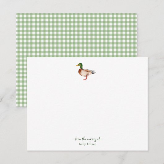 Aquarelle mignonne Mallard Baby Carte de remerciem (Devant / Derrière)