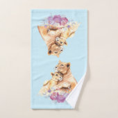 Aquarelle mignonne Mère Lion & Cub (Serviette à main)