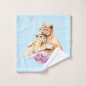 Aquarelle mignonne Mère Lion & Cub (Gant de toilette)