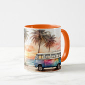 Aquarelle mignonne moderne Sunset Beach Life Mug (Devant droit)