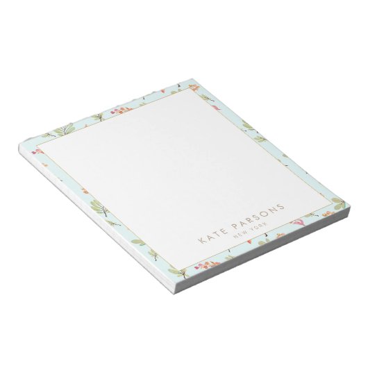 Aquarelle mignonne Motif Floral Bloc-notes (Incliné)