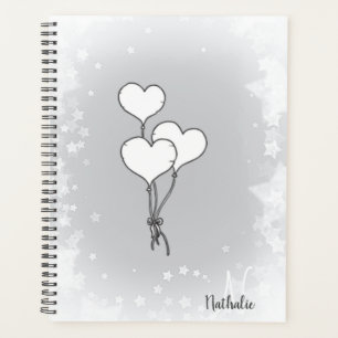 Aquarelle mignonne Noir Blanc Coeur