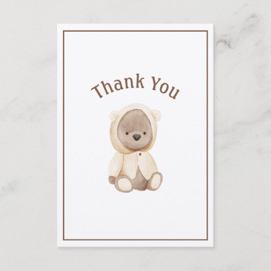 Aquarelle mignonne Ours Carte de remerciements sim (Devant)