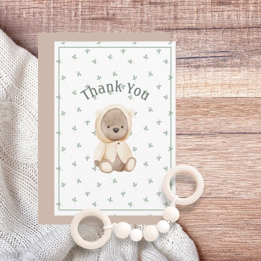 Aquarelle mignonne Ours Carte de remerciements sim