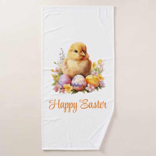Aquarelle mignonne Poulet Jaune aux oeufs (Serviette de bain)