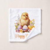 Aquarelle mignonne Poulet Jaune aux oeufs (Gant de toilette)