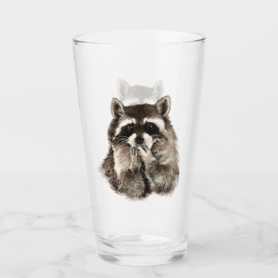 Aquarelle mignonne Raccoon Animal Art Verre