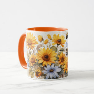 Aquarelle mignonne tournesol Bees Mug