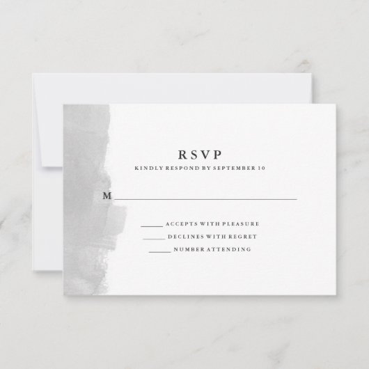 Aquarelle minimaliste moderne gris RSVP (Devant)