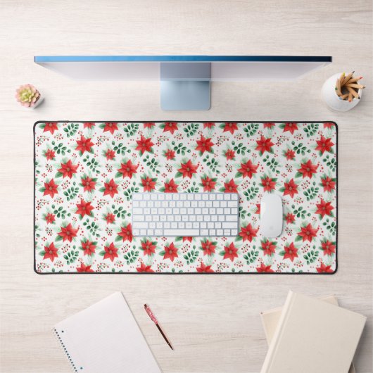 Aquarelle minimaliste Poinsététie botanique (Bureau 1)