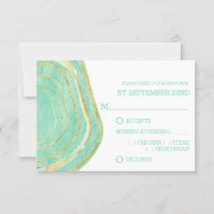Aquarelle Mint Agate avec or Choix de repas RSVP