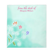 Aquarelle Mint avec Bloc-notes Fleurs Whimsical (Devant)