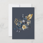 aquarelle minuit bleu or floral carte rsvp (Dos)