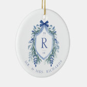 Aquarelle Mistletoe Crest Monogram Ornement (Droite)