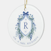 Aquarelle Mistletoe Crest Monogram Ornement (Gauche)