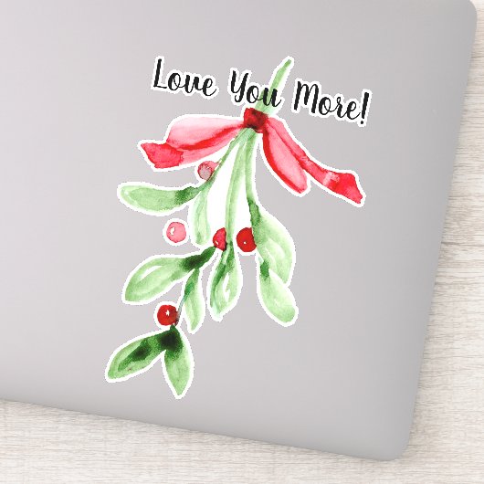 Aquarelle Mistletoe - Sticker en vinyle de Noël (Détail)
