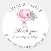 Aquarelle Mixer Floral Bakery Merci Sticker (Devant)