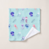Aquarelle Mixte Colorée Jellyfish Bleu (Gant de toilette)