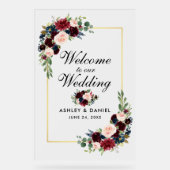 Aquarelle Mixte Floral Gold Frame Mariage Bienvenu (Recto)