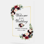 Aquarelle Mixte Floral Gold Frame Mariage Bienvenu (Angle)