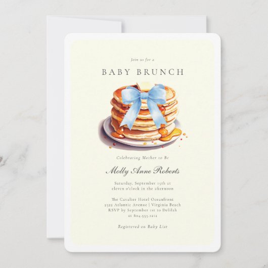 Aquarelle moderne Bébé Brunch Invitation (Devant)