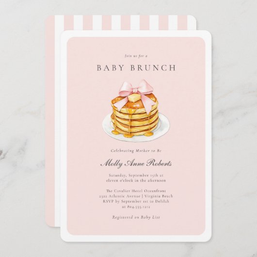 Aquarelle moderne Bébé Brunch Invitation (Devant / Derrière)